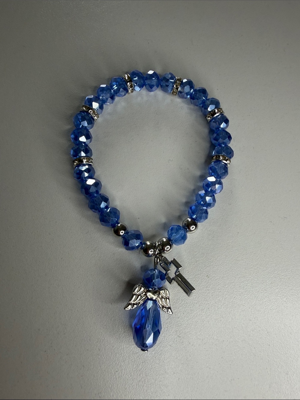 Blue Crystal Beaded Charm Bracelet - Women Jewelry